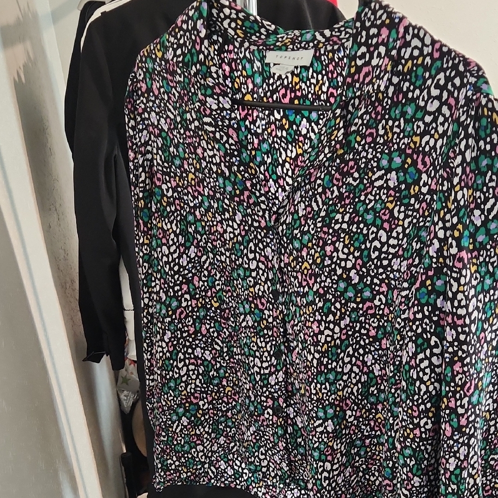 Topshop Multicolor Animal Print Blouse